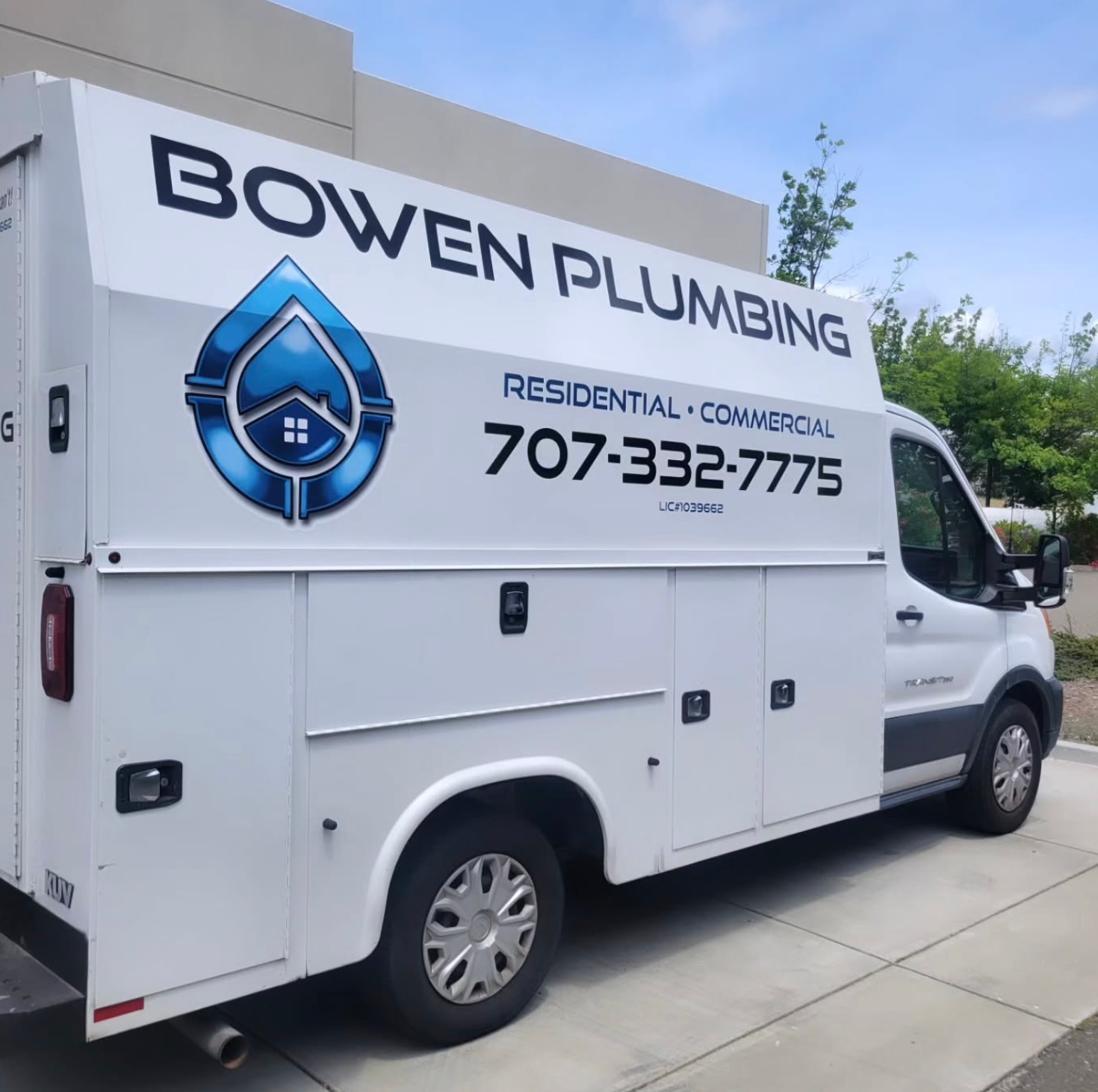 Bowen Plumbing residential and commercial service van in Windsor CA