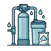 Water filtration system icon for whole-home water softening