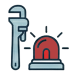 Wrench and siren icon for 24/7 emergency plumber response in Windsor